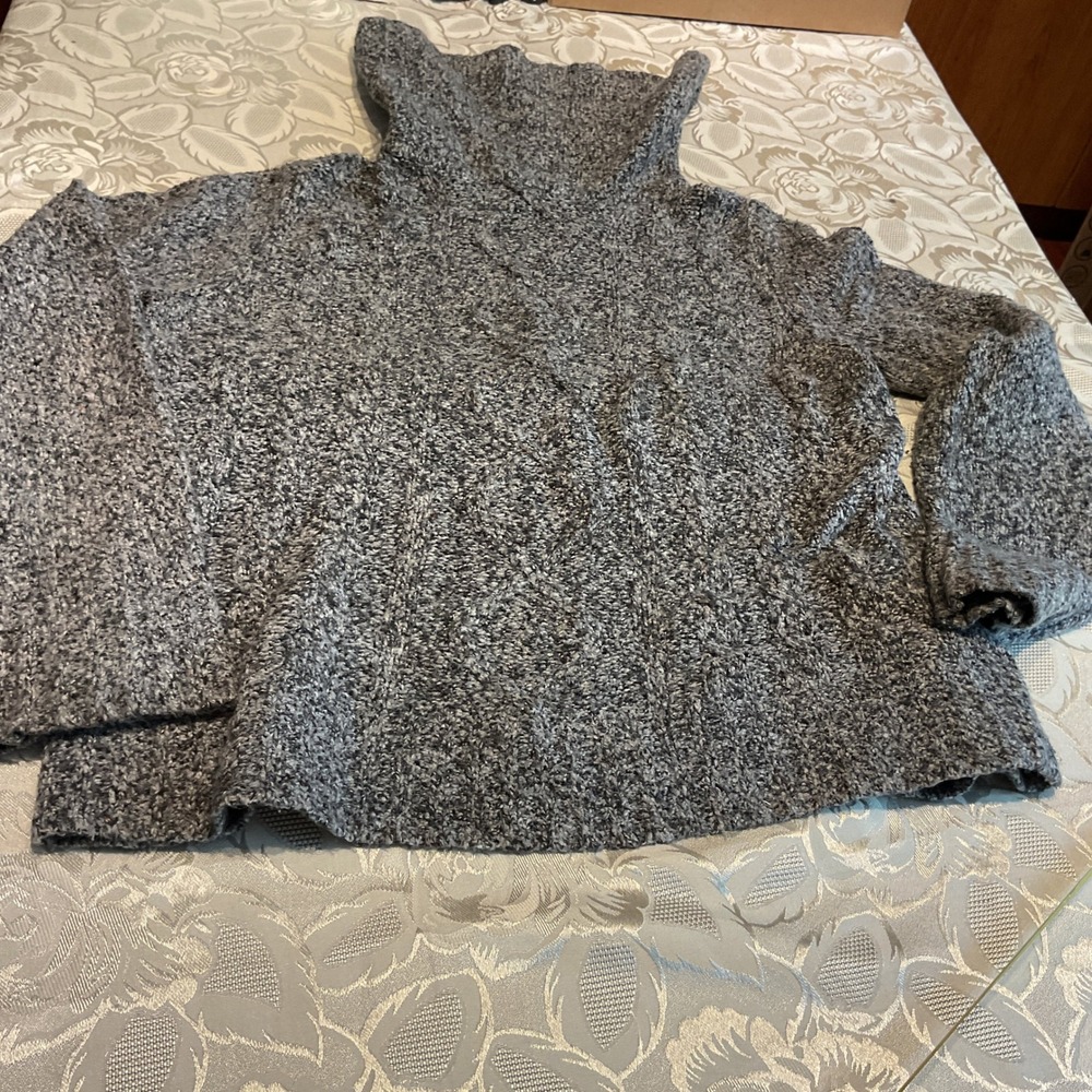 NoMi Cowl Neck Sweater Womens L Grey Excellent Cable Knit Boucle Pullover